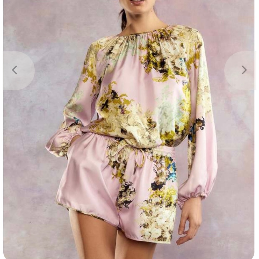 CYNTHIA ROWLEY ALICE FLORAL SILK SHORT IN PINK MULTI - NWOT (SIZE S)